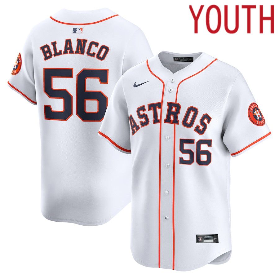 Youth Houston Astros #56 Ronel Blanco Nike White Home Limited Player MLB Jersey->->Youth Jersey